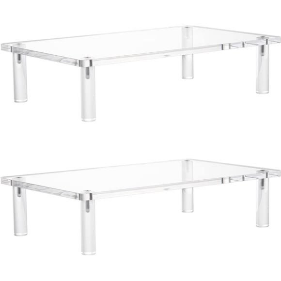 Pack of 2 Acrylic Monitor Stand - 10mm Thickness - 14.5''(L) x 9''(W) x 3.4''(H) - Picture 1 of 7